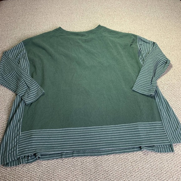 Heyson Womens Shirt Top Size Medium Dark Forest Green Striped Oversized Pullover - Picture 6 of 11